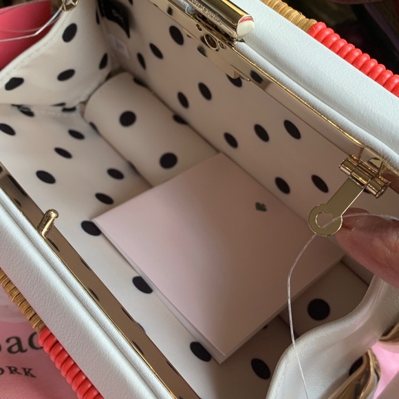 Authentic KATE SPADE Leather/Straw clutch/Crosby - Picture 2 of 16